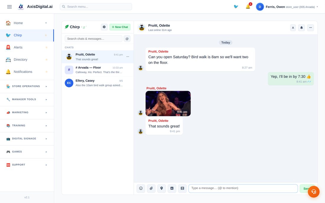 A direct message in the Chirp desktop console