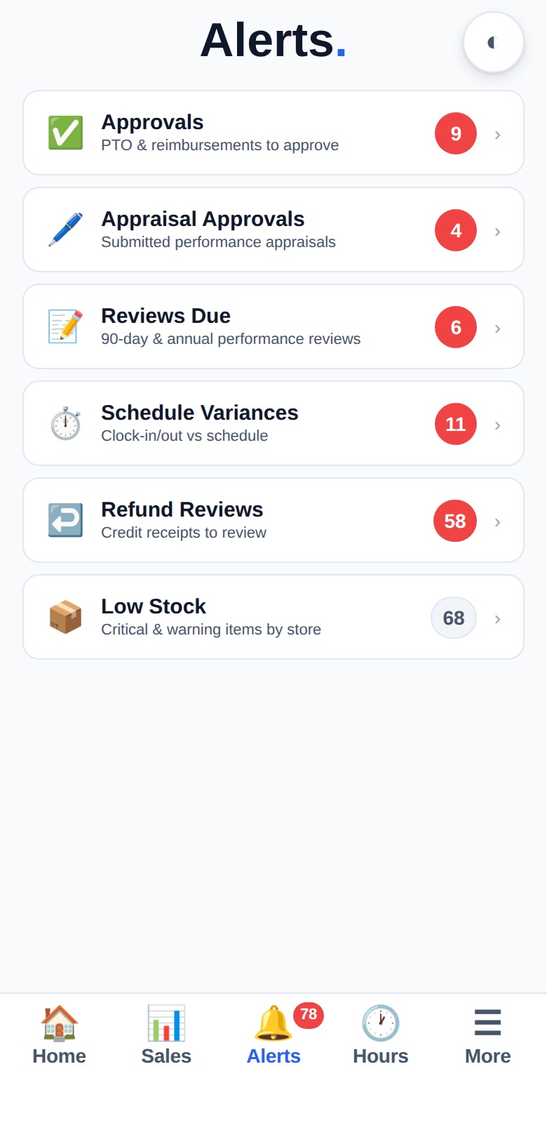 Alerts and approvals