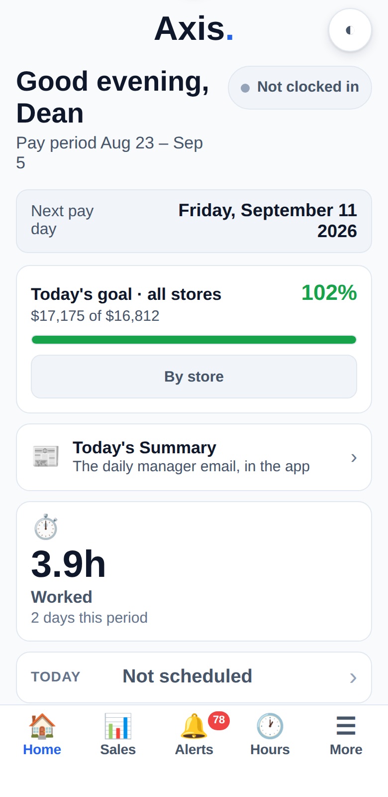 Live sales dashboard