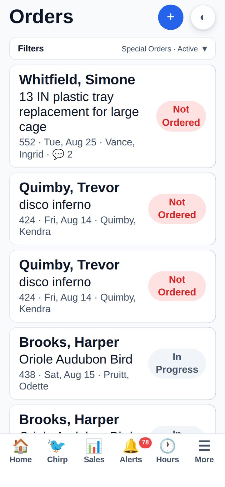 The customer’s order, and where it actually is.