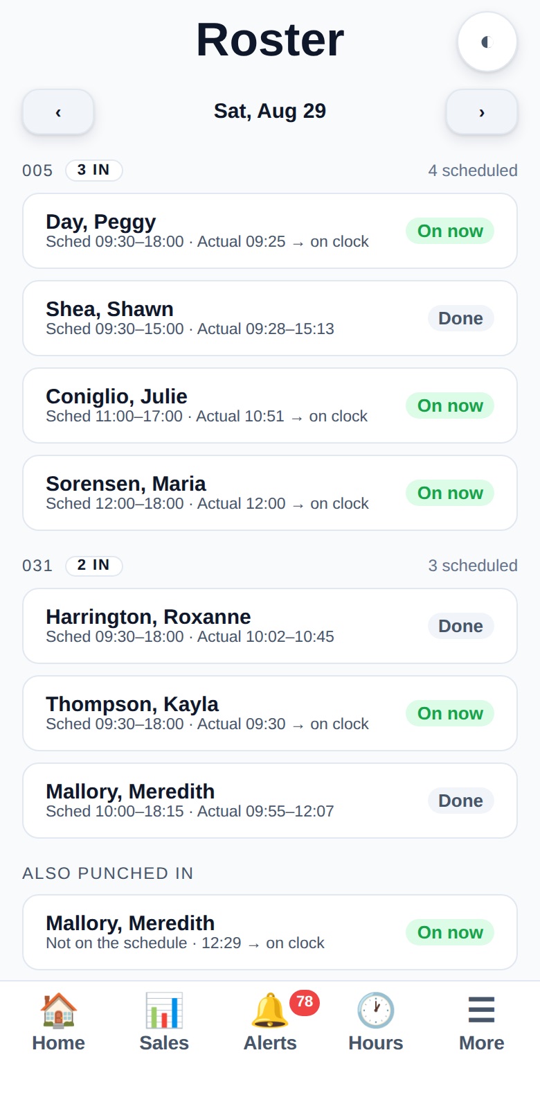 Live roster
