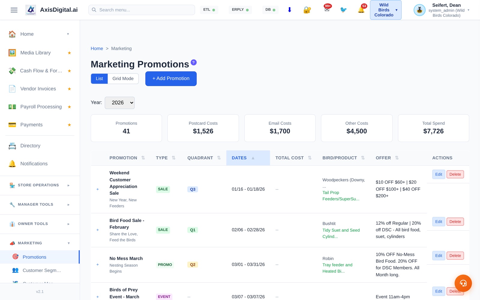 Every promotion, planned and priced, in one place.