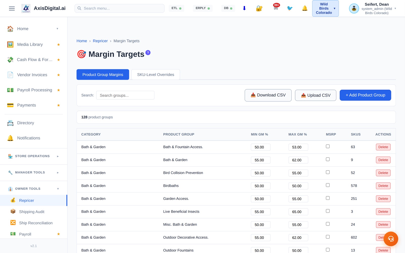 Set the margin you want. Once.