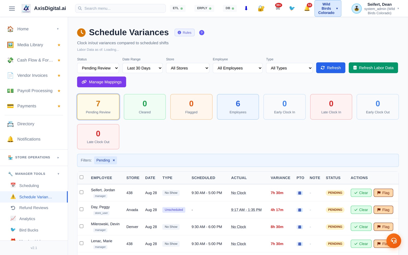 Every gap between the schedule and the clock, found for you.